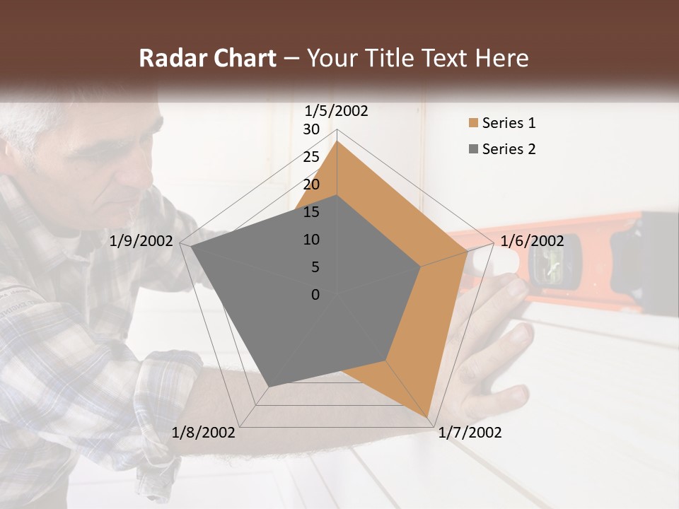 A Man Measuring A Wall With A Spirit Level PowerPoint Template