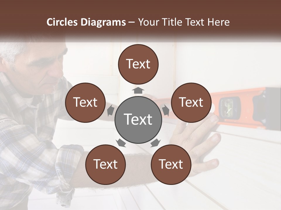 A Man Measuring A Wall With A Spirit Level PowerPoint Template