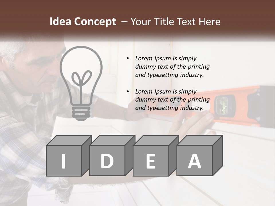 A Man Measuring A Wall With A Spirit Level PowerPoint Template