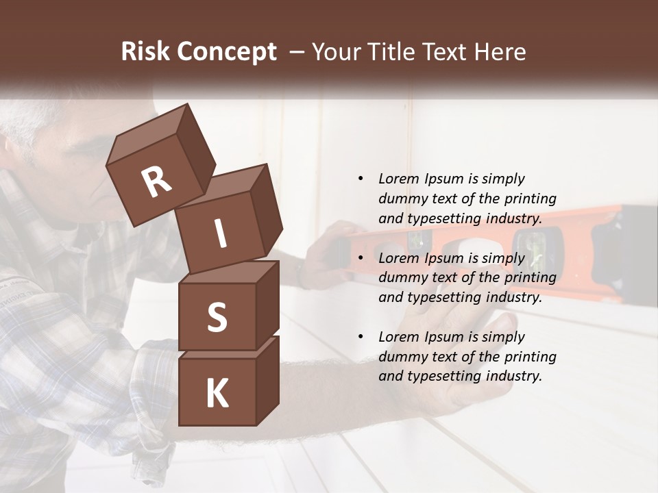 A Man Measuring A Wall With A Spirit Level PowerPoint Template