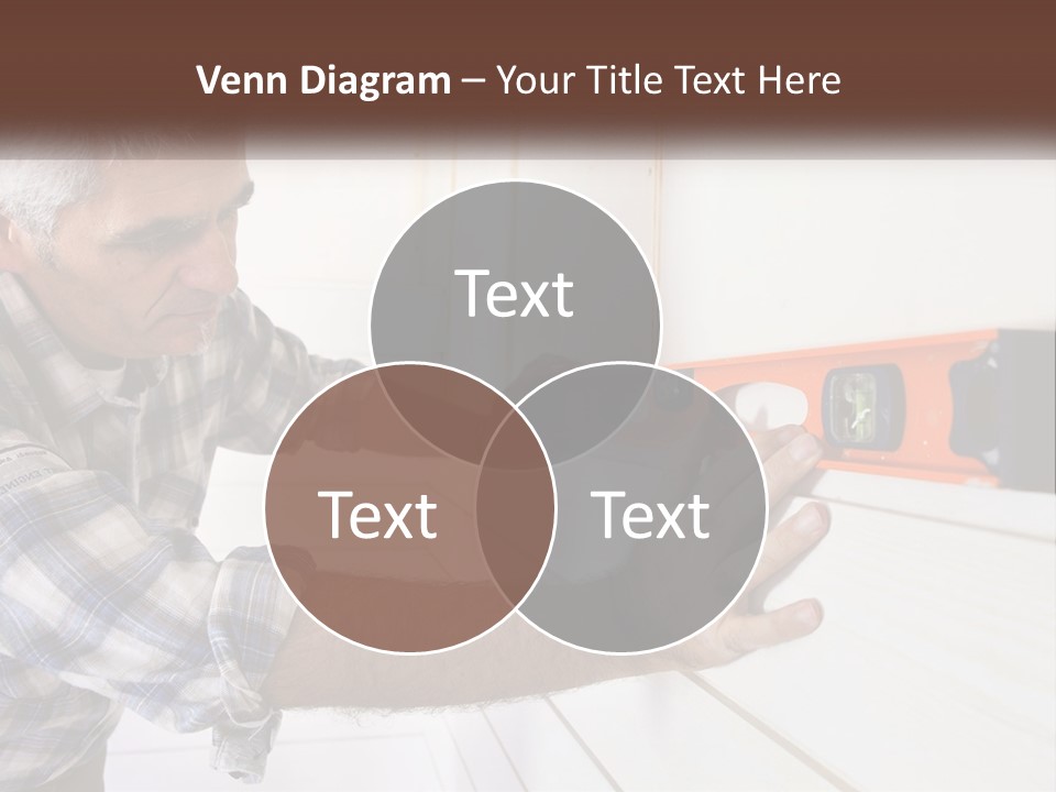 A Man Measuring A Wall With A Spirit Level PowerPoint Template
