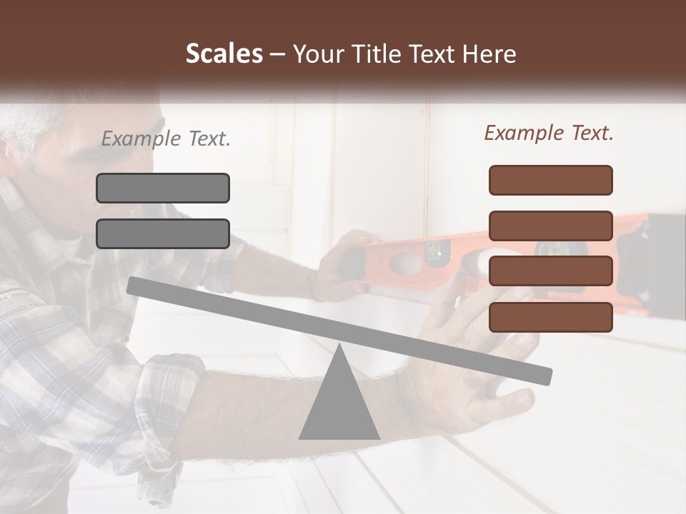 A Man Measuring A Wall With A Spirit Level PowerPoint Template