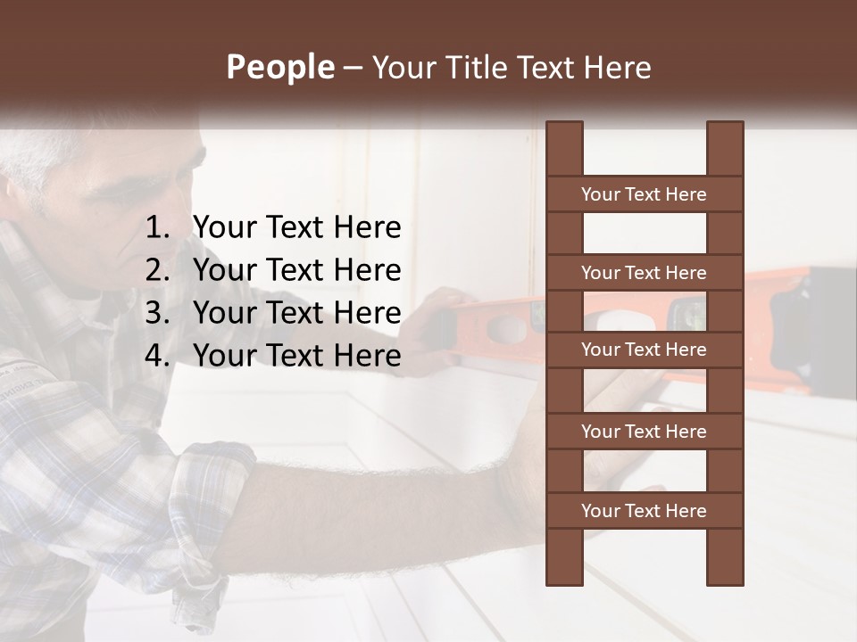 A Man Measuring A Wall With A Spirit Level PowerPoint Template