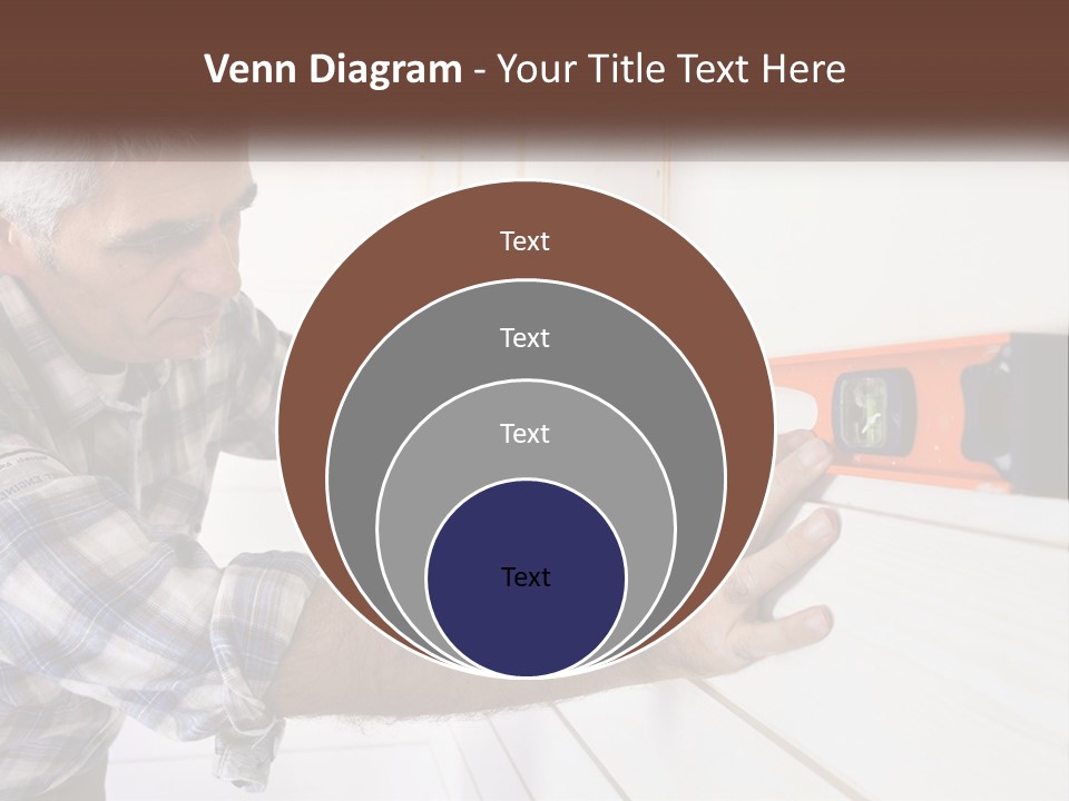 A Man Measuring A Wall With A Spirit Level PowerPoint Template