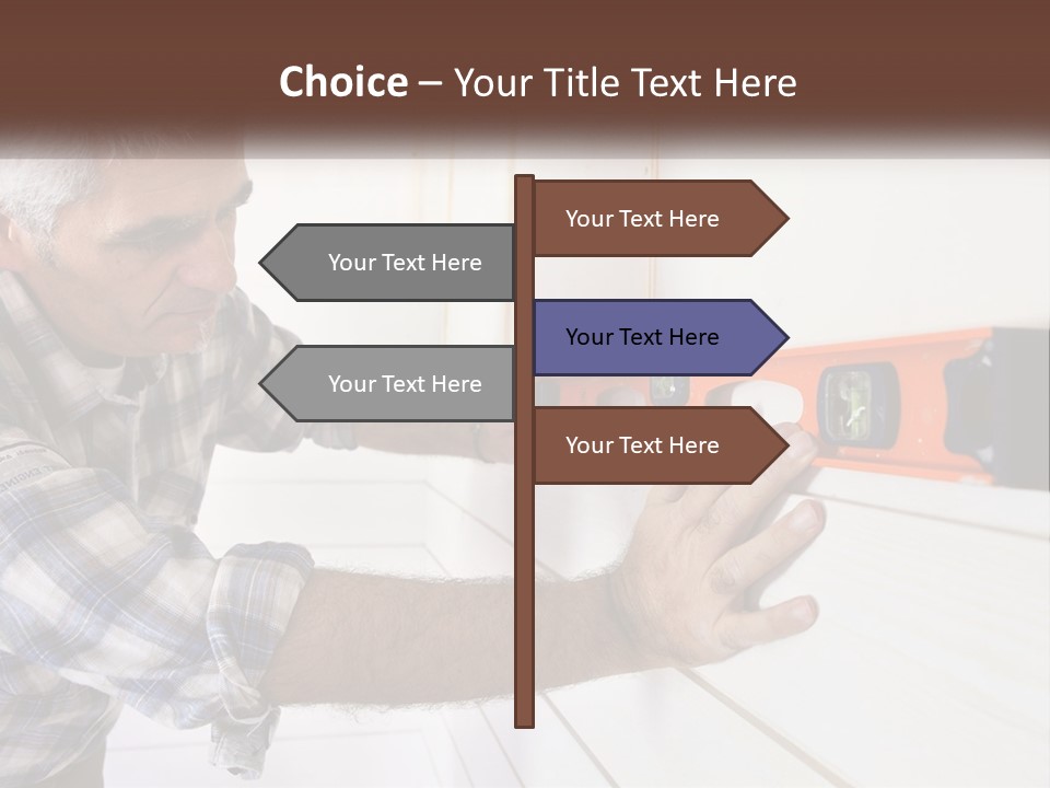A Man Measuring A Wall With A Spirit Level PowerPoint Template