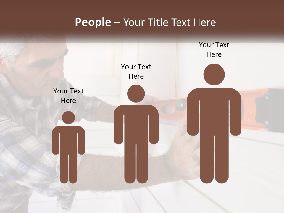 A Man Measuring A Wall With A Spirit Level PowerPoint Template