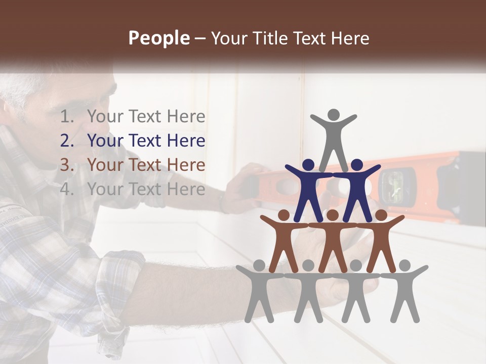 A Man Measuring A Wall With A Spirit Level PowerPoint Template