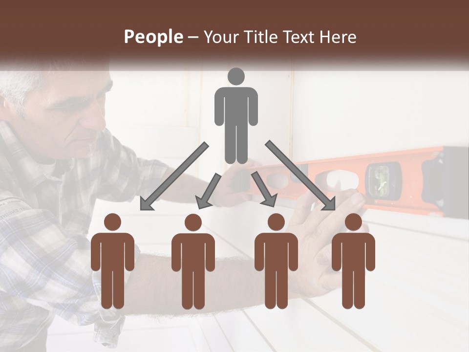 A Man Measuring A Wall With A Spirit Level PowerPoint Template