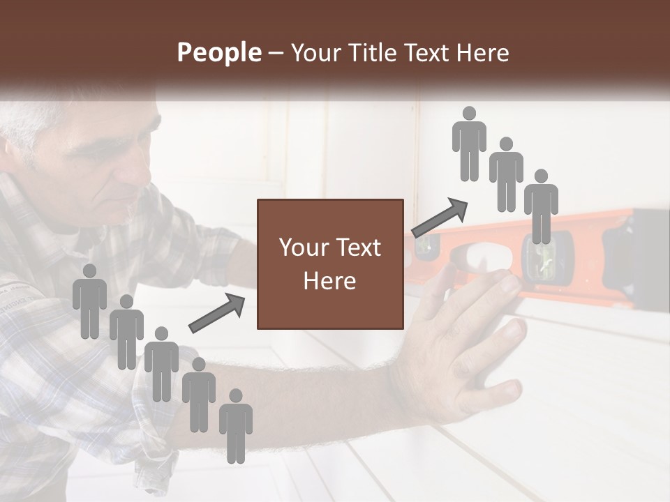 A Man Measuring A Wall With A Spirit Level PowerPoint Template
