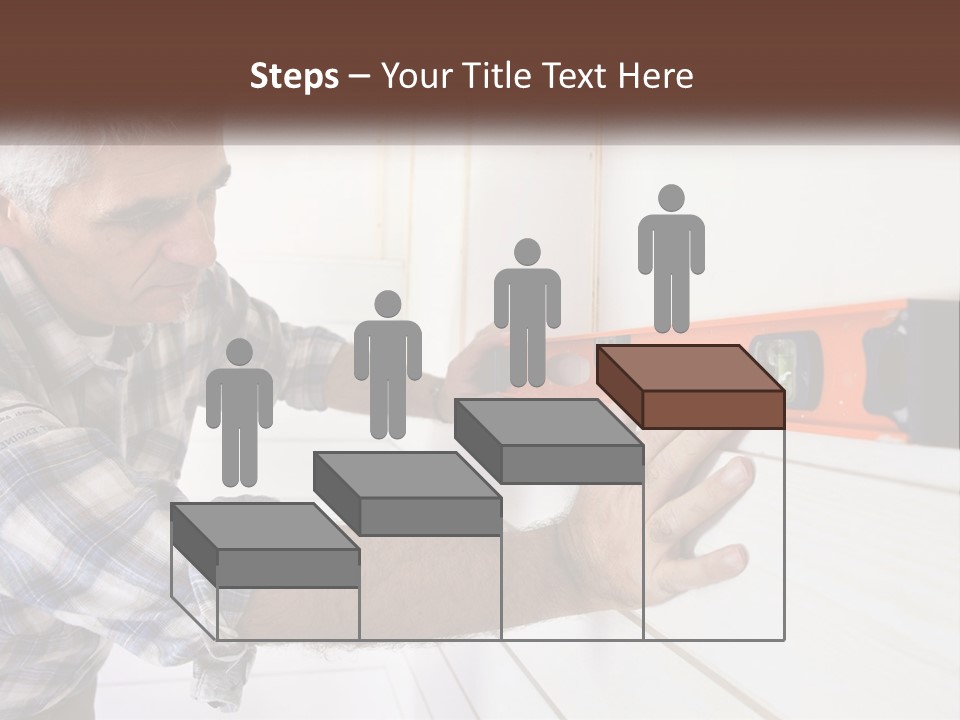 A Man Measuring A Wall With A Spirit Level PowerPoint Template