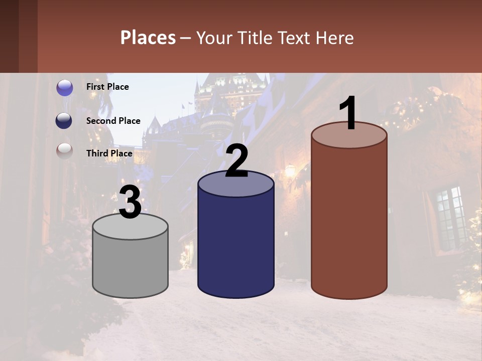 A Snowy Street With People Walking Down It PowerPoint Template