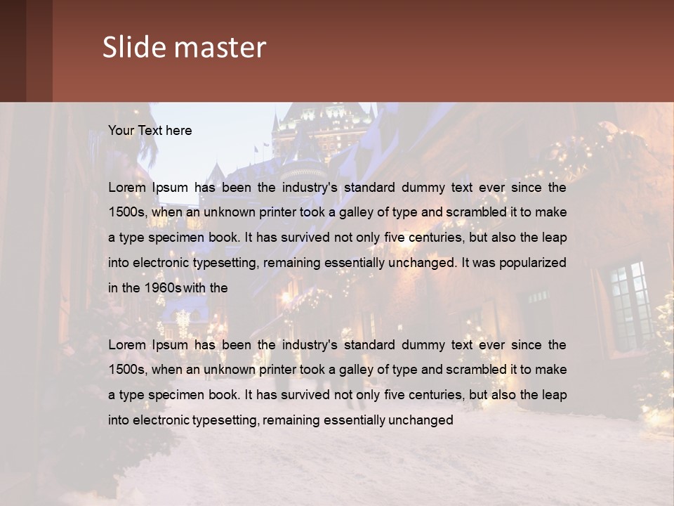 A Snowy Street With People Walking Down It PowerPoint Template