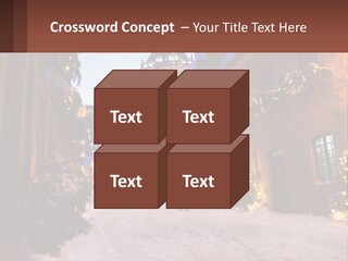 A Snowy Street With People Walking Down It PowerPoint Template