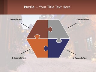 A Snowy Street With People Walking Down It PowerPoint Template