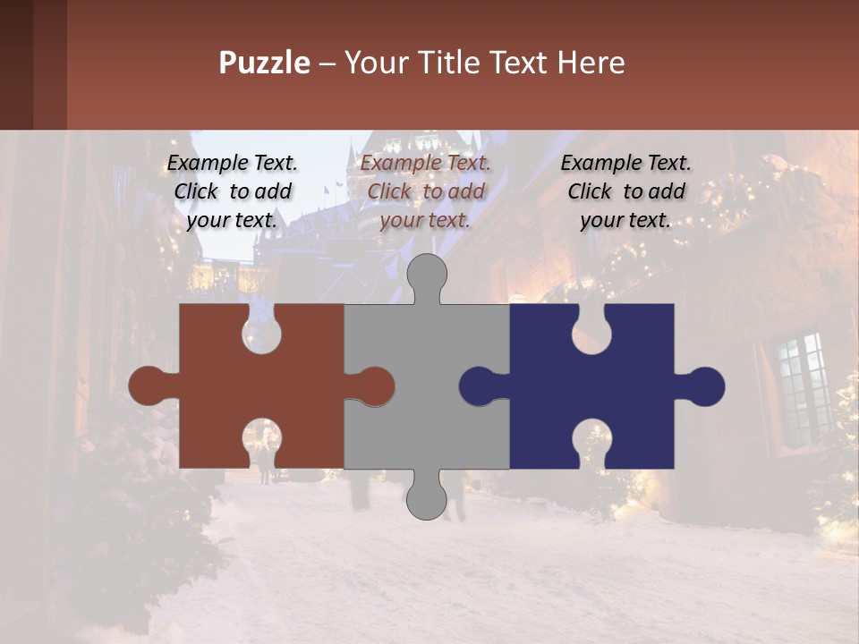 A Snowy Street With People Walking Down It PowerPoint Template