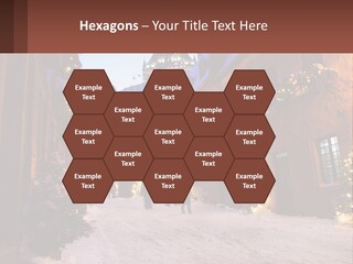 A Snowy Street With People Walking Down It PowerPoint Template