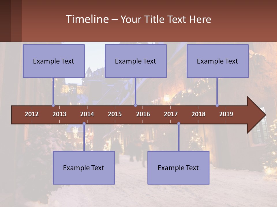 A Snowy Street With People Walking Down It PowerPoint Template