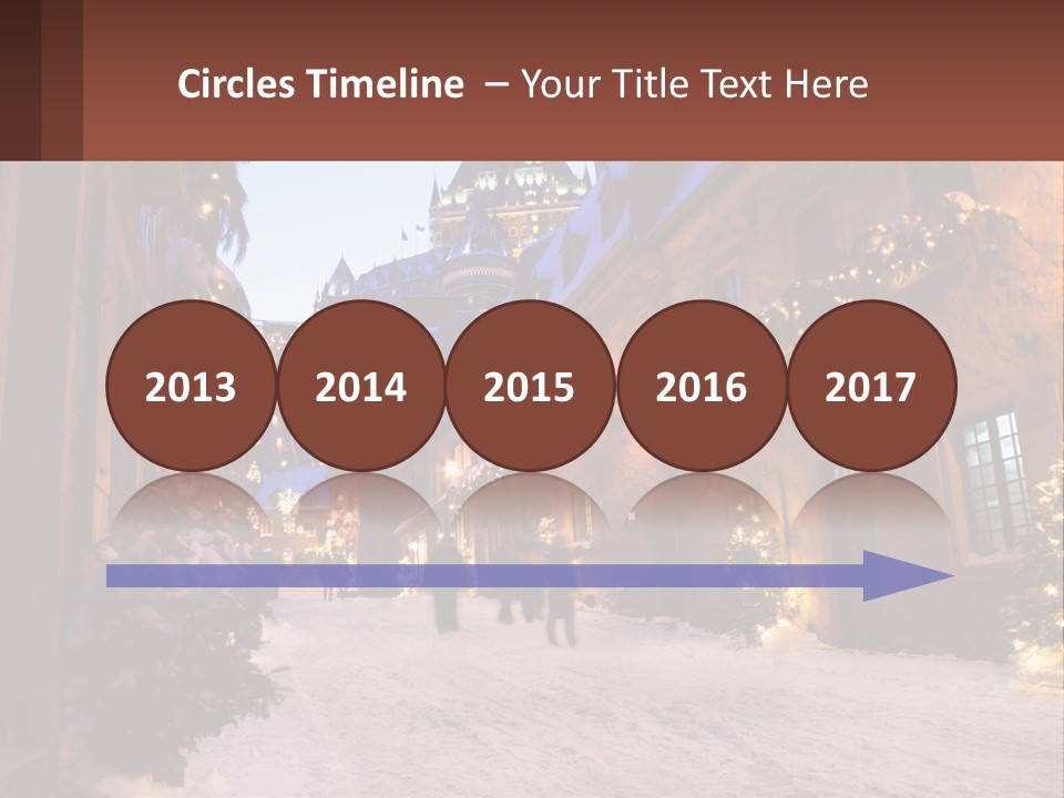 A Snowy Street With People Walking Down It PowerPoint Template