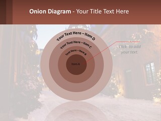 A Snowy Street With People Walking Down It PowerPoint Template