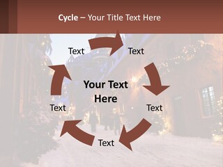 A Snowy Street With People Walking Down It PowerPoint Template