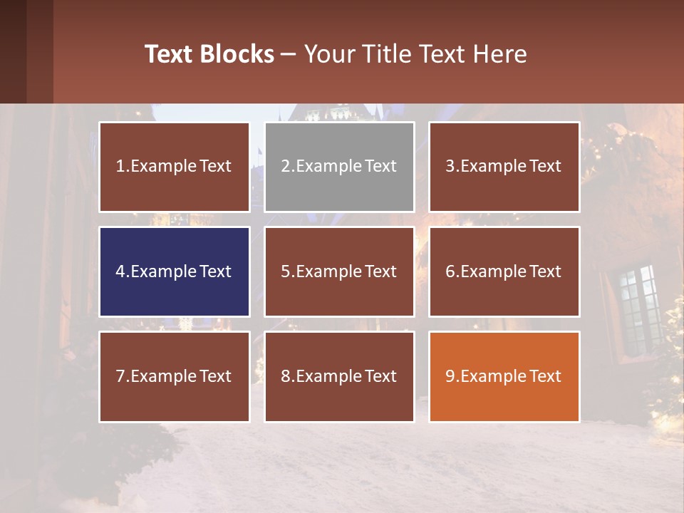 A Snowy Street With People Walking Down It PowerPoint Template