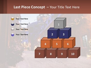 A Snowy Street With People Walking Down It PowerPoint Template