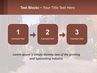 A Snowy Street With People Walking Down It PowerPoint Template