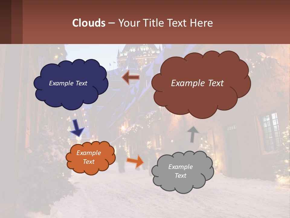 A Snowy Street With People Walking Down It PowerPoint Template