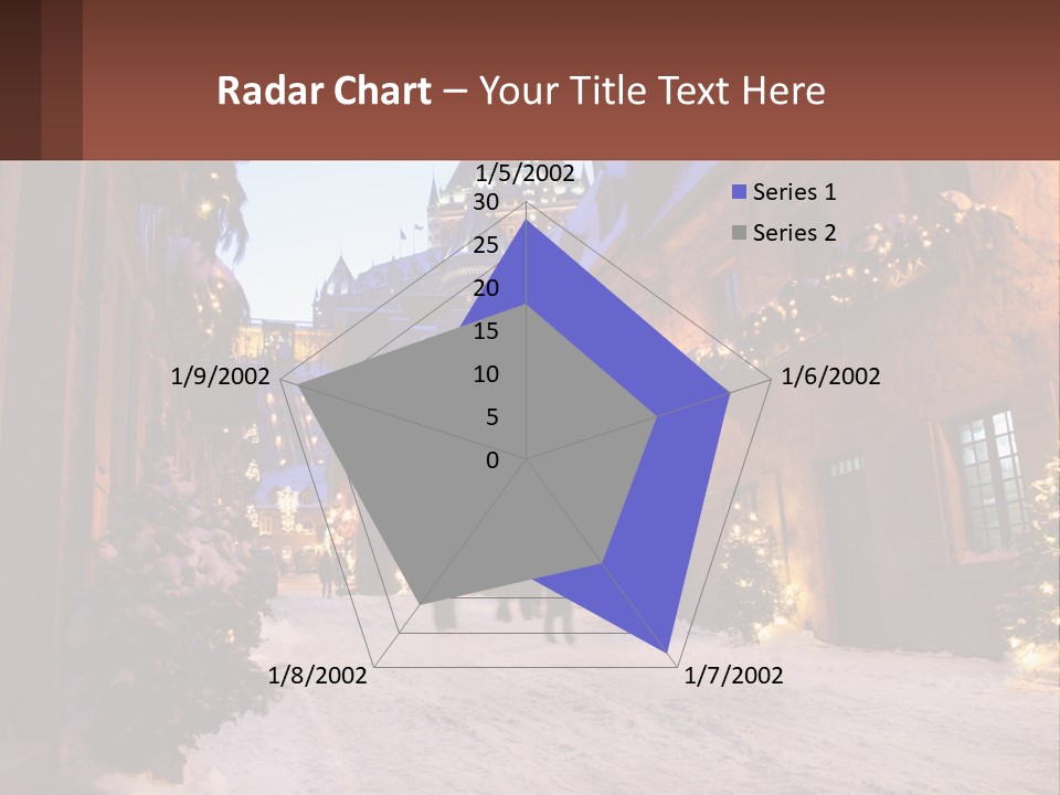 A Snowy Street With People Walking Down It PowerPoint Template