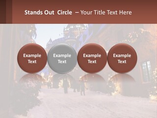 A Snowy Street With People Walking Down It PowerPoint Template