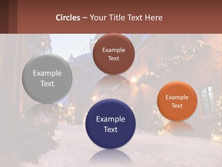 A Snowy Street With People Walking Down It PowerPoint Template