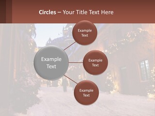 A Snowy Street With People Walking Down It PowerPoint Template