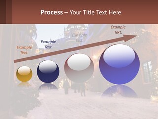 A Snowy Street With People Walking Down It PowerPoint Template