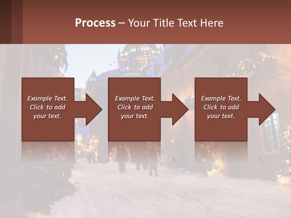 A Snowy Street With People Walking Down It PowerPoint Template