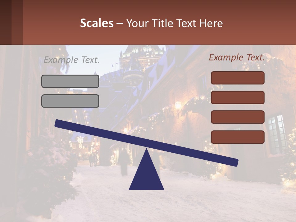 A Snowy Street With People Walking Down It PowerPoint Template