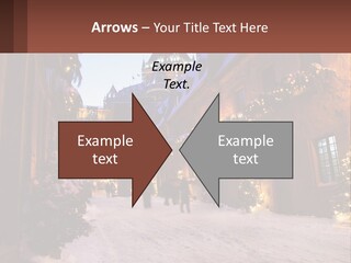 A Snowy Street With People Walking Down It PowerPoint Template