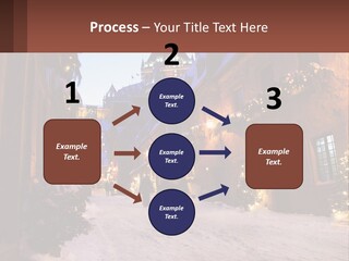 A Snowy Street With People Walking Down It PowerPoint Template