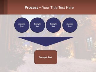 A Snowy Street With People Walking Down It PowerPoint Template