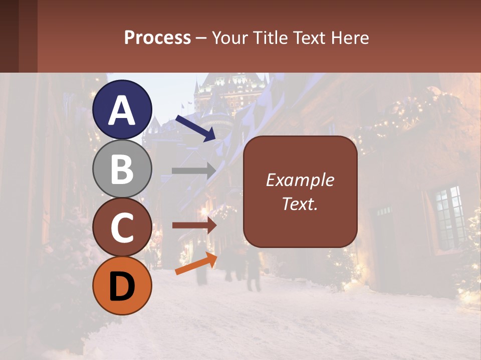 A Snowy Street With People Walking Down It PowerPoint Template