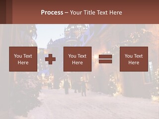 A Snowy Street With People Walking Down It PowerPoint Template