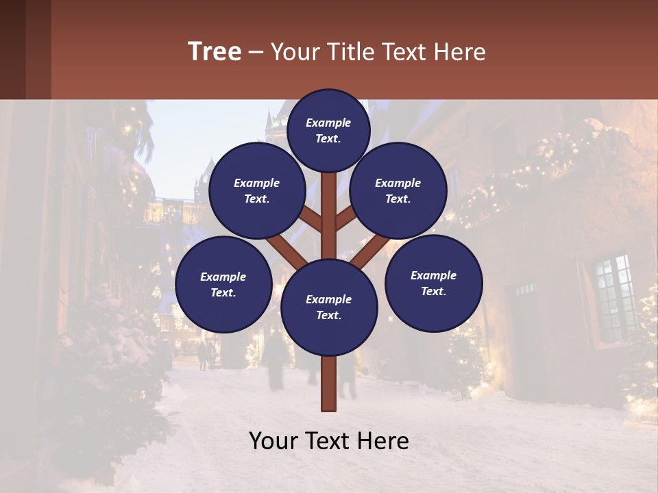 A Snowy Street With People Walking Down It PowerPoint Template