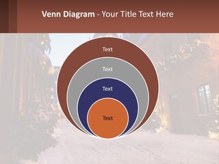 A Snowy Street With People Walking Down It PowerPoint Template