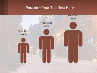 A Snowy Street With People Walking Down It PowerPoint Template
