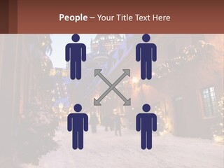 A Snowy Street With People Walking Down It PowerPoint Template
