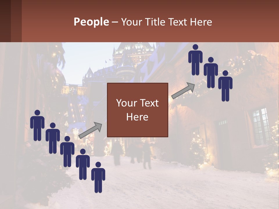 A Snowy Street With People Walking Down It PowerPoint Template