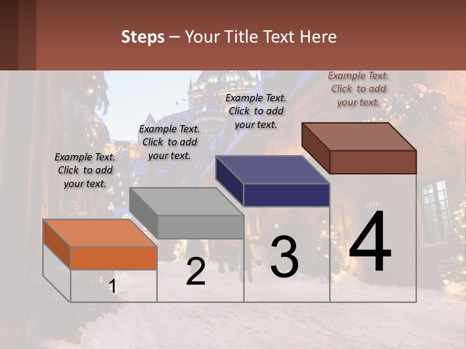 A Snowy Street With People Walking Down It PowerPoint Template