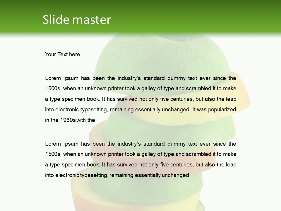 A Green Apple With A Straw In The Middle Of It PowerPoint Template