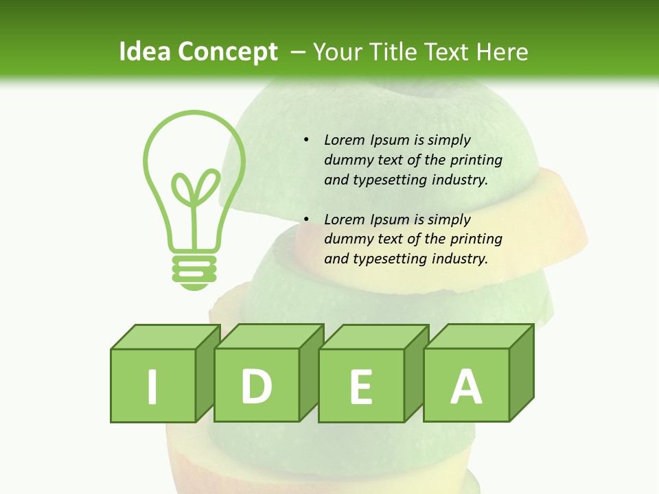 A Green Apple With A Straw In The Middle Of It PowerPoint Template