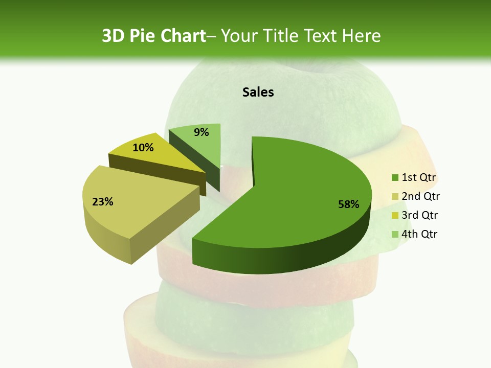 A Green Apple With A Straw In The Middle Of It PowerPoint Template
