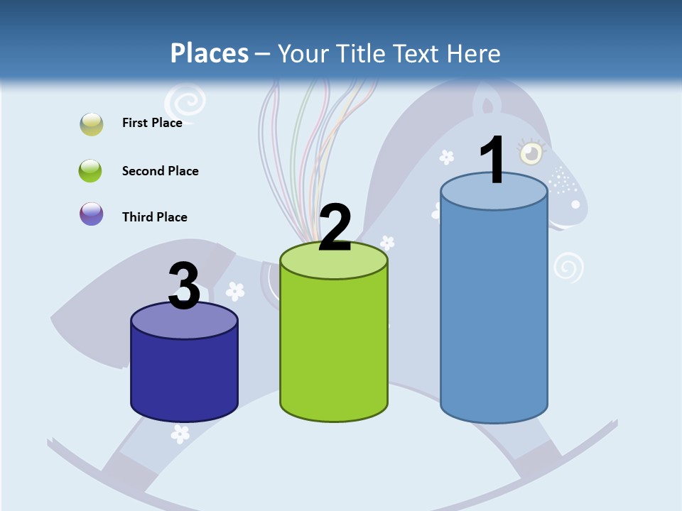 A Blue Horse With Balloons And Presents On It's Back PowerPoint Template